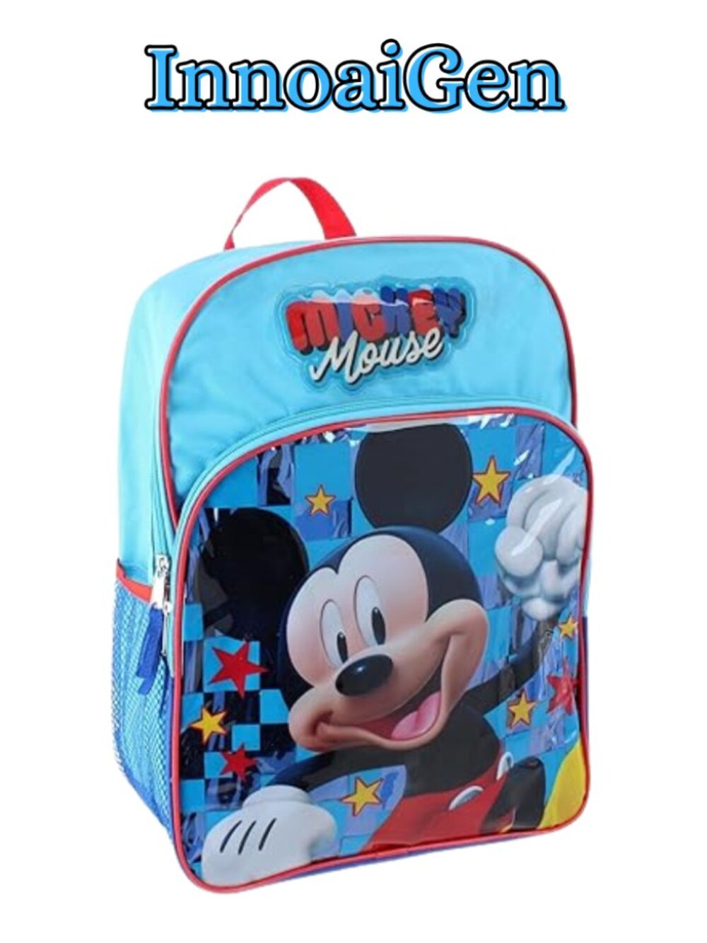 Disney Mickey Mouse Kids Blue School Backpack Zip Pocket Stars Good Condition